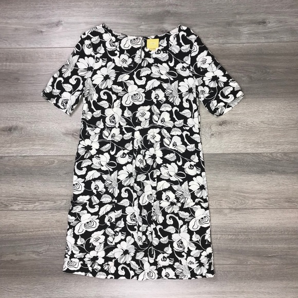 Maeve Short Sleeve Dress Floral Black White Size 8 - Picture 2 of 9
